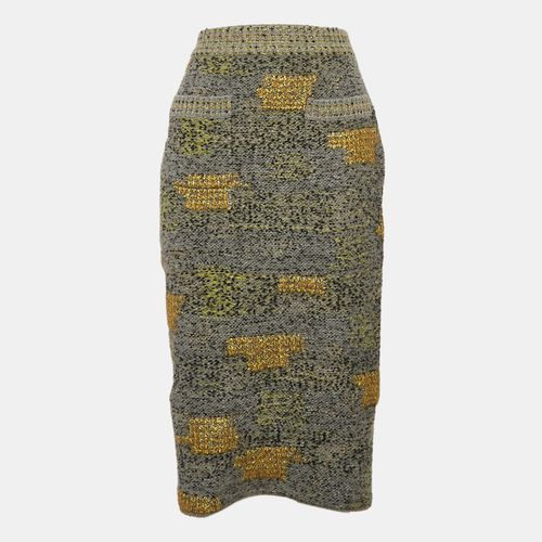 Chanel Grey Patterned Wool Bend Midi Skirt M - Chanel - Modalova