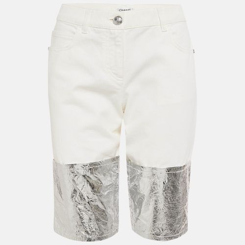 Chanel White Denim Foil Coated Shorts M - Chanel - Modalova