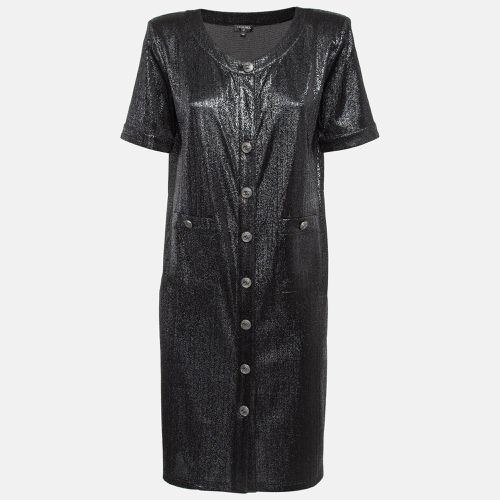 Chanel Black Metallic Lurex Knit Button Front Shift Dress M - Chanel - Modalova