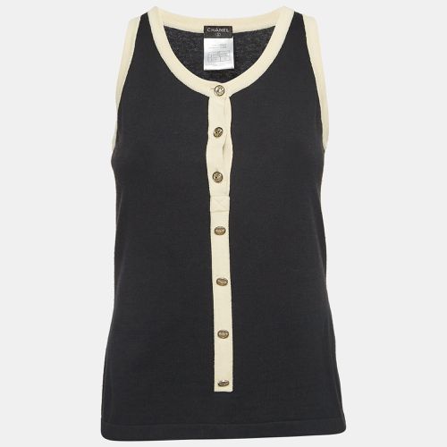 Chanel Black Cotton Knit Button Detail Tank Top S - Chanel - Modalova