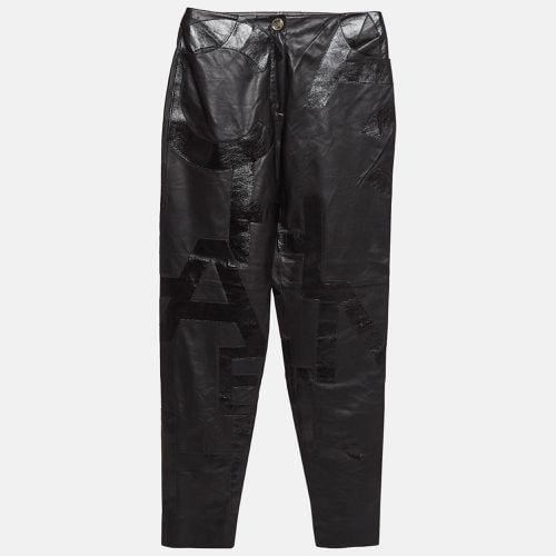 Chanel Black Leather Logo Patch Detail Pants S - Chanel - Modalova