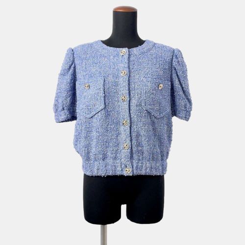 Chanel Blue Tweed Setup Short Sleeve Jacket Size 36 - Chanel - Modalova