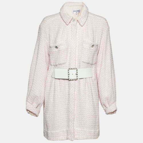 Chanel Pink/White Tweed Belted Jacket L - Chanel - Modalova