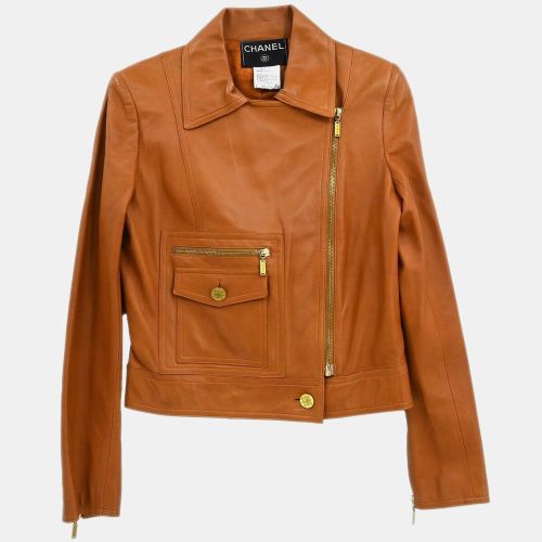 Chanel Zip Up Brown Leather Jacket - Chanel - Modalova