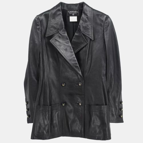 Chanel Double Breasted Leather Jacket Black 97C #38 - Chanel - Modalova