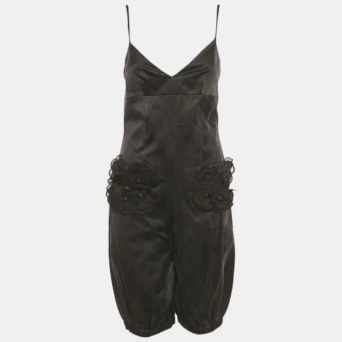 Chanel Black Floral Applique Silk Blend Playsuit S - Chanel - Modalova