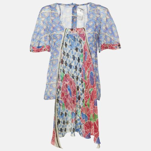 Chanel Blue Floral Print Silk Scarf Detail Blouse M - Chanel - Modalova