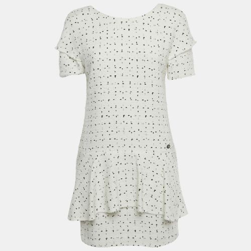 Chanel White Patterned Tweed Flared Mini Dress M - Chanel - Modalova