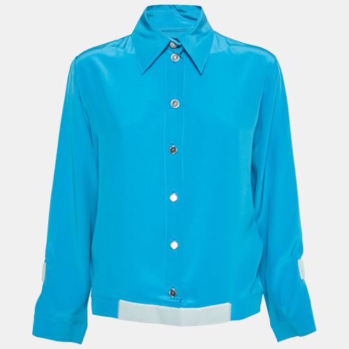 Chanel Blue Silk Velcro Trimmed Button Front Blouse S - Chanel - Modalova