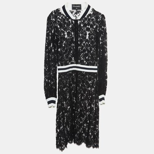 Chanel Black Floral Lace Zip-Up Dress S - Chanel - Modalova