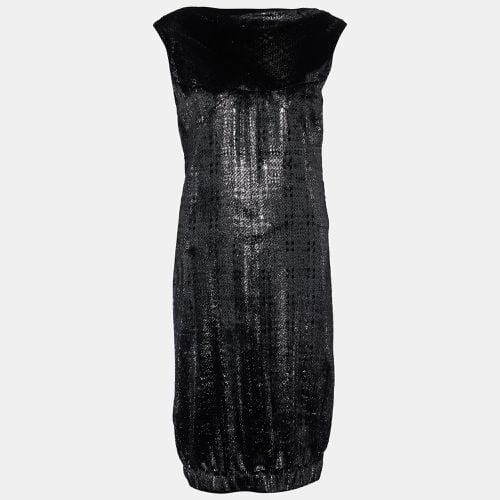 Chanel Metallic Black Bristled Velvet Sleeveless Elasticated Hem Dress L - Chanel - Modalova