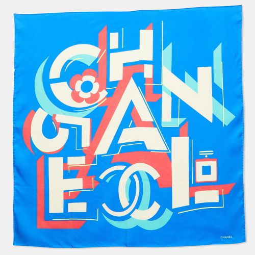 Chanel Blue Geometric Logo Print Silk Scarf - Chanel - Modalova