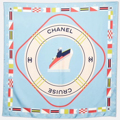 Chanel Light Blue CC Cruise Print Silk Square Scarf - Chanel - Modalova