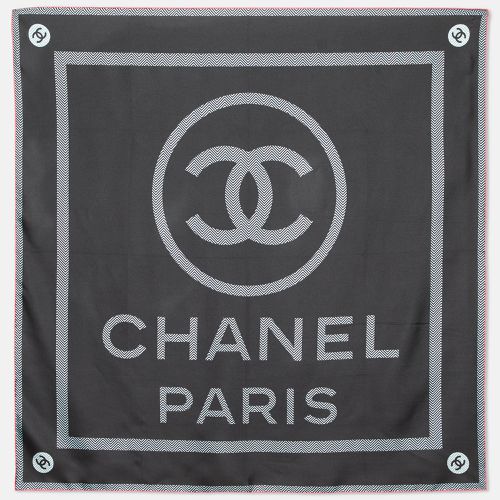 Chanel Black CC Logo Print Silk Square Scarf - Chanel - Modalova