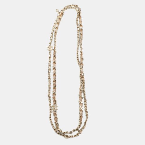 Chanel Gold Leather CC Chain Link Long Necklace - Chanel - Modalova