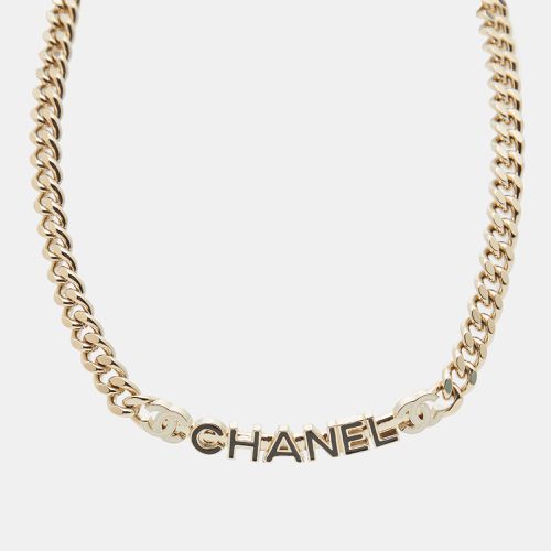 Chanel CC Logo Enamel Gold Tone Necklace - Chanel - Modalova