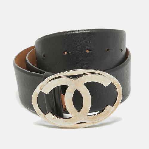 Chanel Black Leather CC Logo Round Buckle Wide Belt 90CM - Chanel - Modalova