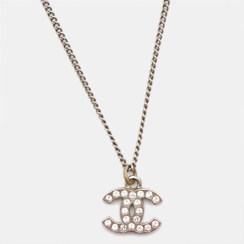 Chanel CC Crystals Silver Tone Pendant Chain Necklace - Chanel - Modalova