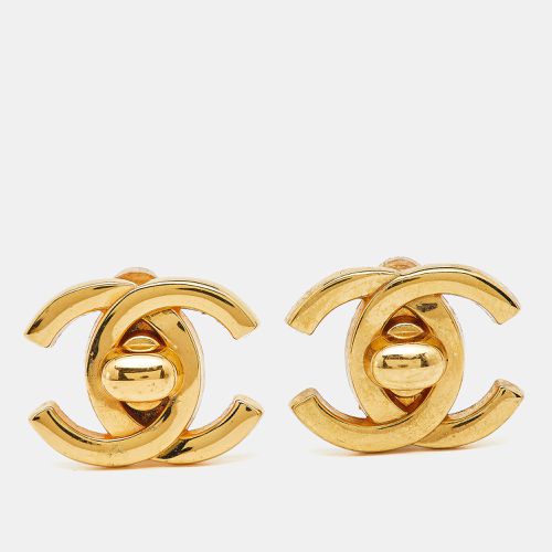 Chanel CC VIntage Turn Lock Gold Tone Clip on Earrings - Chanel - Modalova