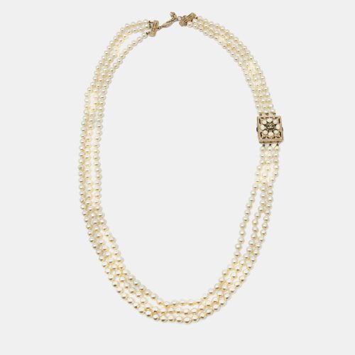 Chanel CC Faux Pearl Resin Gold Tone Multi Strand Neckalce - Chanel - Modalova