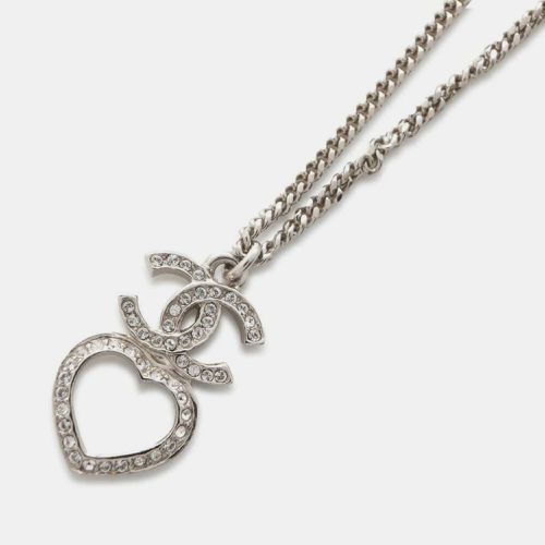 Chanel Silver Metal Rhinestone CC Logo & Heart Necklace - Chanel - Modalova