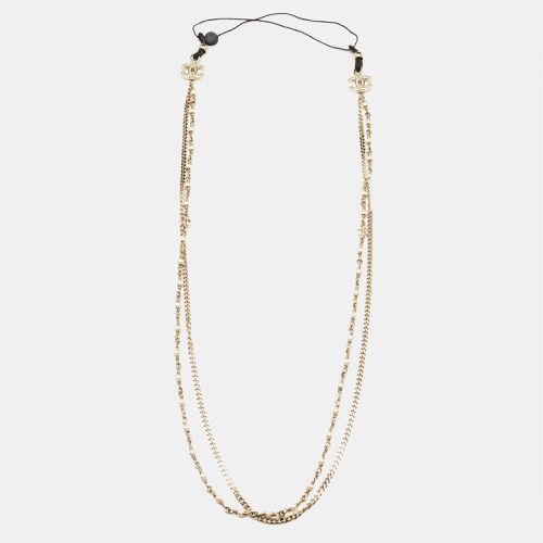 Chanel CC Crystal Faux Pearl Gold Tone Eyewear Chain - Chanel - Modalova