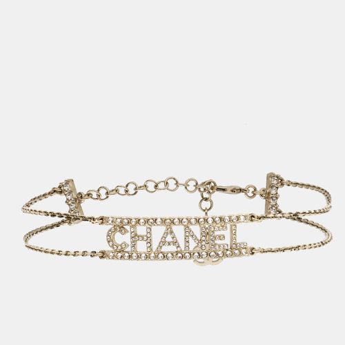 Chanel Logo Crystal Gold Tone Necklace - Chanel - Modalova