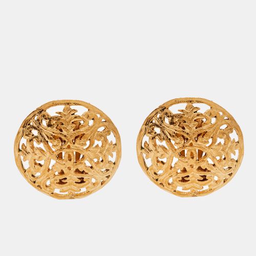 CC Vintage Tone Round Clip Earrings - Chanel - Modalova