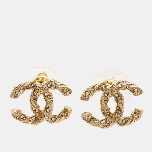 Chanel CC Crystal Twisted Gold Tone Earrings - Chanel - Modalova