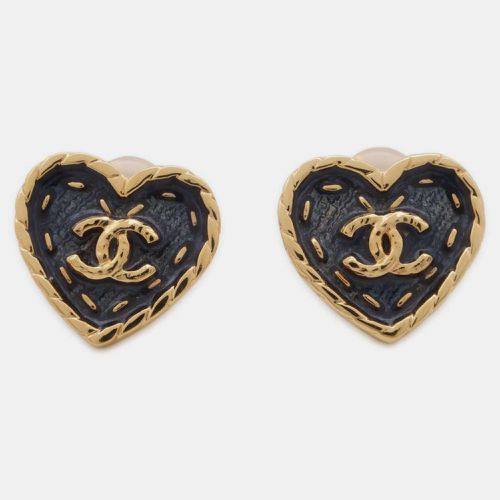 Chanel Gold/Blue Metal Heart Earring - Chanel - Modalova