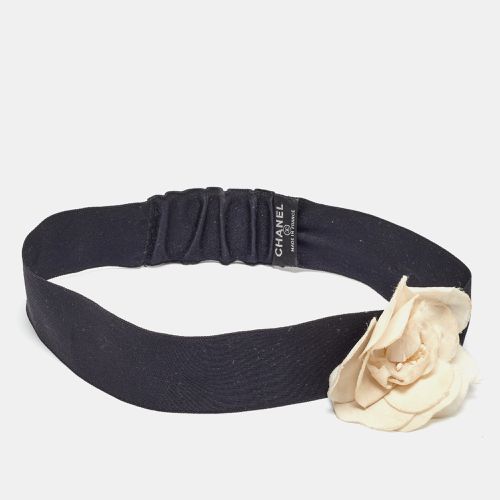 Chanel Black Satin Camellia Detail Headband - Chanel - Modalova