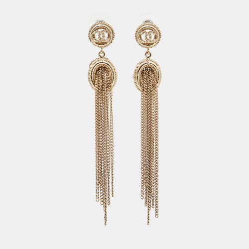 Chanel CC Logo Chain Tassel Gold Tone Long Earrings - Chanel - Modalova