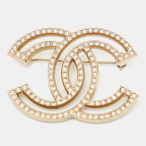 Chanel CC Crystals Gold Tone Brooch - Chanel - Modalova