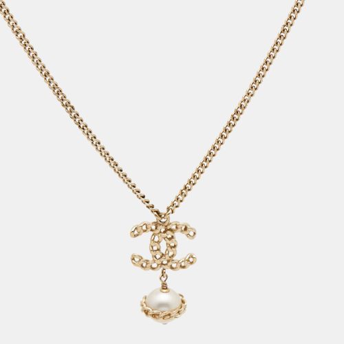 Chanel CC Faux Pearl Gold Tone Chain Link Drop Necklace - Chanel - Modalova