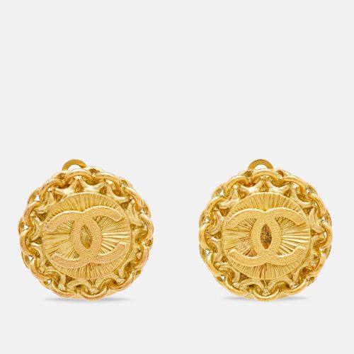 Chanel CC Gold Tone Clip On Earrings - Chanel - Modalova