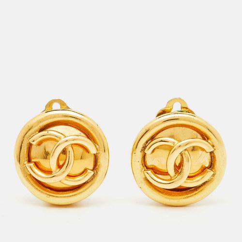 CC Tone Round Clip on Earrings - Chanel - Modalova