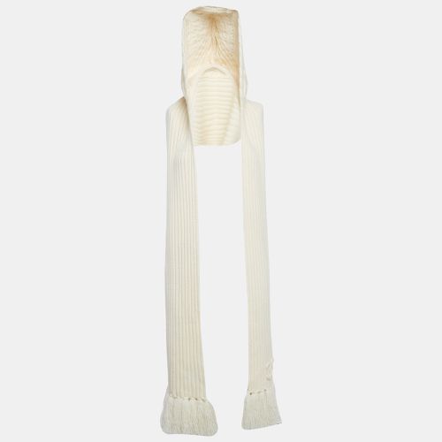 Chanel White Cashmere Knit Fringed Hood Scarf - Chanel - Modalova