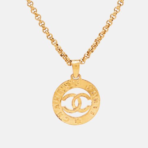 Chanel CC Gold Tone Round Pendant Long Necklace - Chanel - Modalova