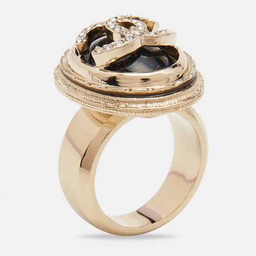 Chanel CC Gripox Crystals Gold Tone Ring Size 54 - Chanel - Modalova