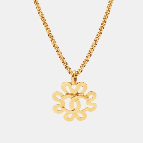 Chanel Vintage CC Logo Clover Gold Tone Pendant Necklace - Chanel - Modalova