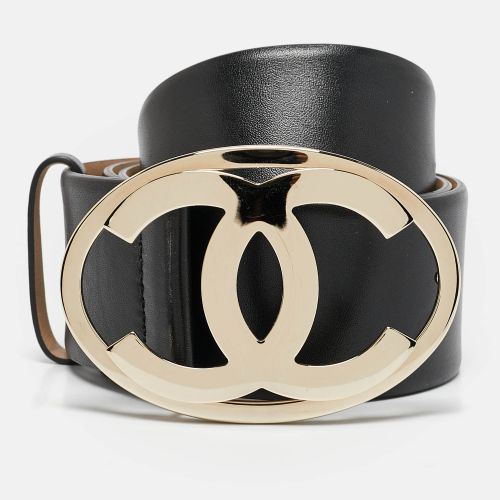 Chanel Black Leather Interlocking CC Buckle Belt 80 CM - Chanel - Modalova