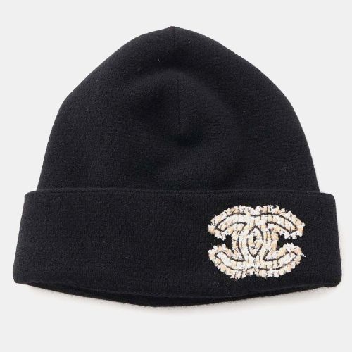 Chanel Black Cashmere CC Logo Tweed Knit Hat - Chanel - Modalova