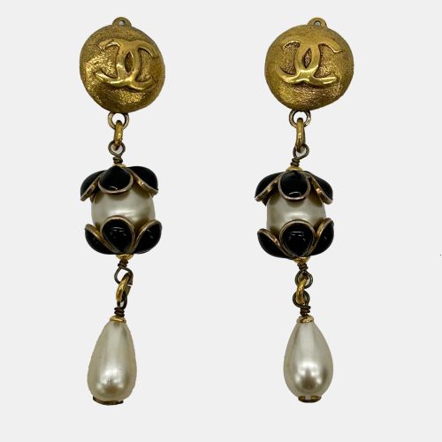 Enamel Pearl Teardrop Earrings - Chanel - Modalova