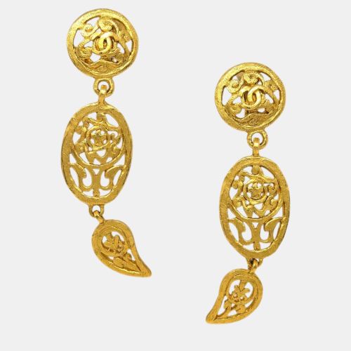 Chanel Gold Plated Dangle Earrings - Chanel - Modalova