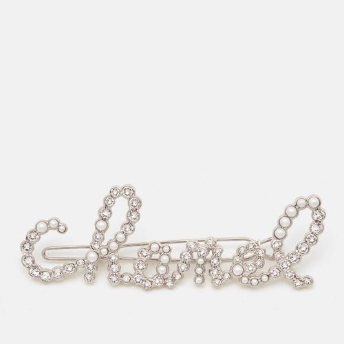 Logo Crystals Faux Pearl Tone Hair Clip - Chanel - Modalova