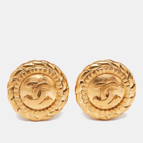 CC Round Tone Clip On Earrings - Chanel - Modalova