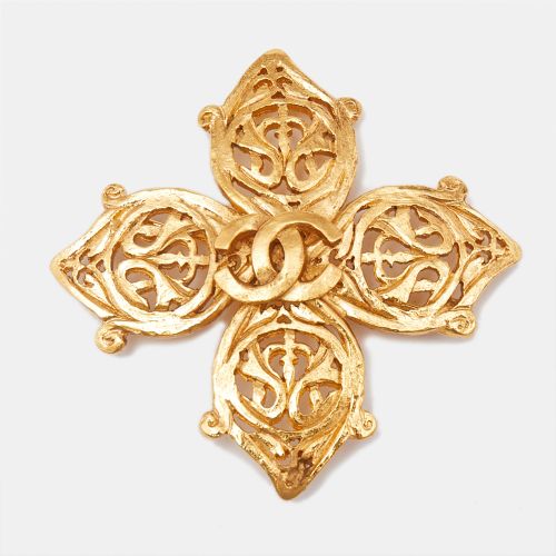 Chanel CC Gold Tone Brooch - Chanel - Modalova
