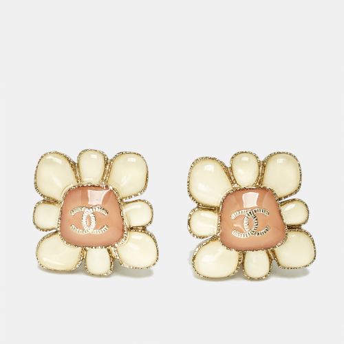 CC Enamel Resin Tone Earrings - Chanel - Modalova