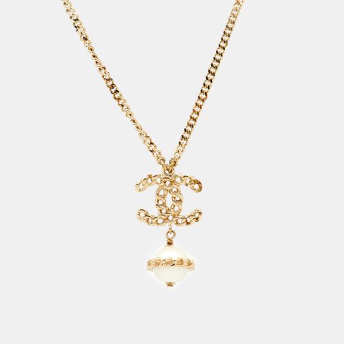 CC Faux Pearl Tone Chain Link Pendant Necklace - Chanel - Modalova