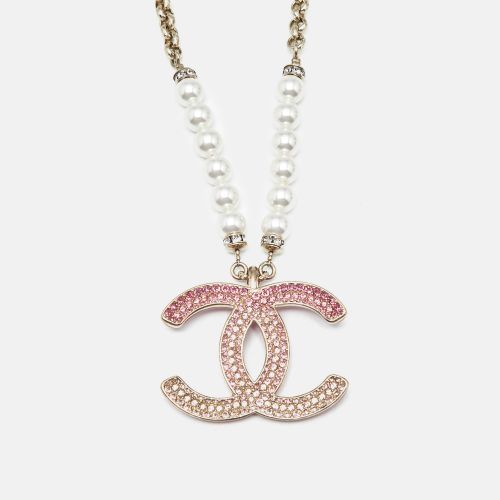 CC Crystal Logo Faux Pearl Tone Necklace - Chanel - Modalova